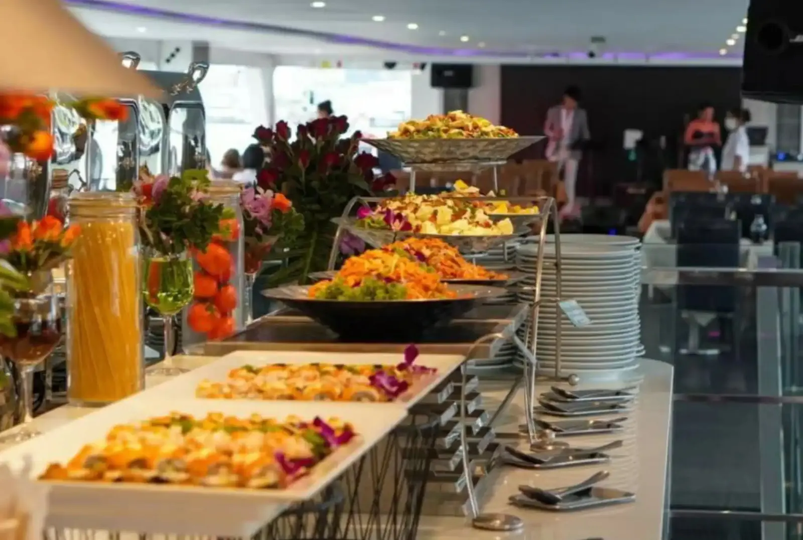 Salads and sushi rolls on the Meridian Cruise buffet