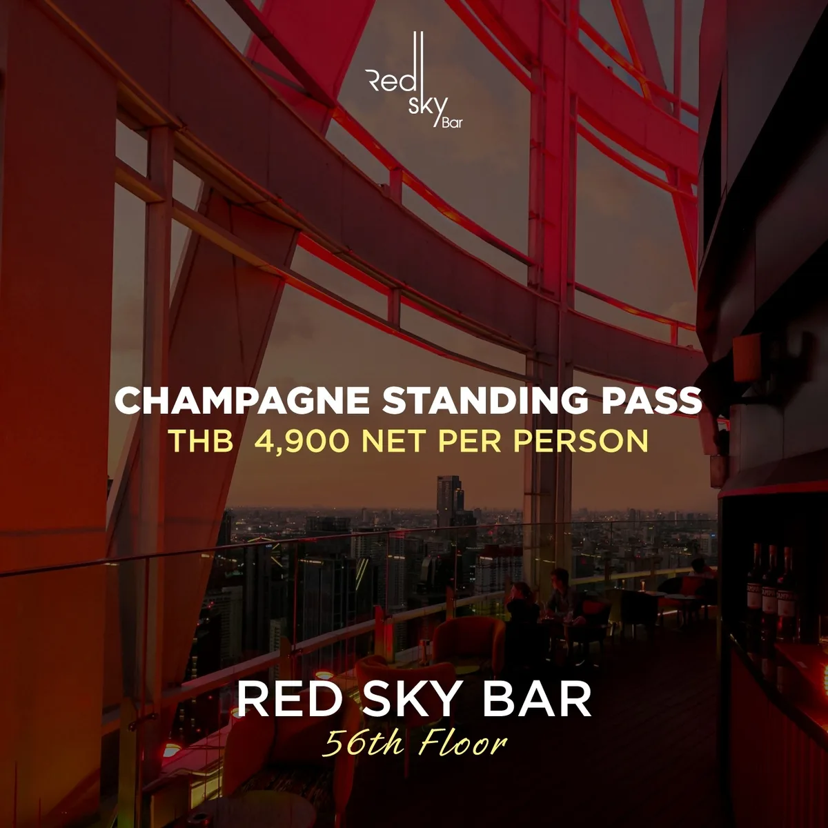 The hotel's flyer for Red Sky Bar: New Year's Eve Countdown, ฿4,900 net per person